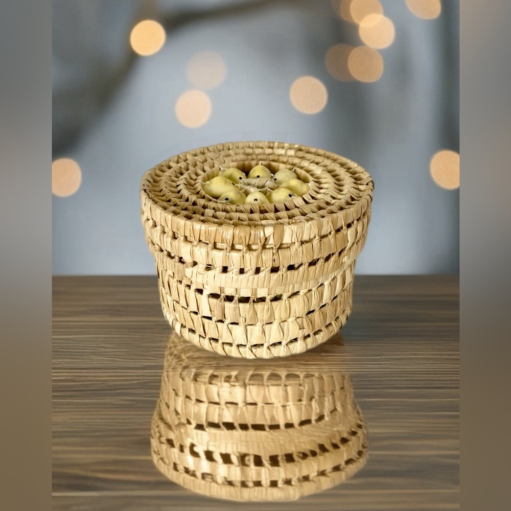 Woven Rattan Coasters with Basket